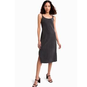 NEW Kada The Foundation Cami Midi Dress Flow Cupro Ink Black Wash Sm $178 Scandi